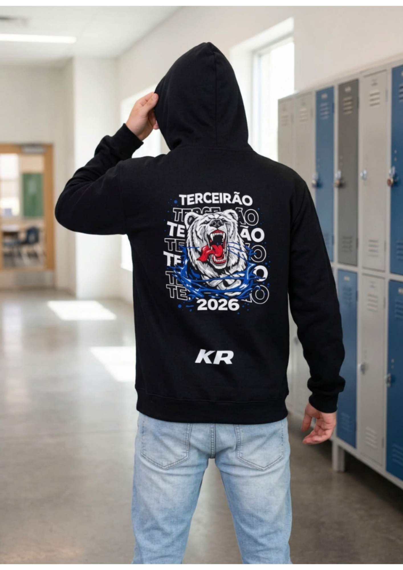Moletom preto personalizado com estampa Terceirão 2026 confeccionado pela S&S Uniformes